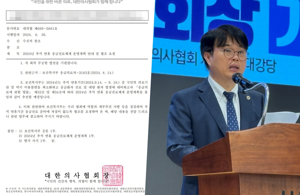 의협 추석 당직의료기관 대응, 내부선 '뒷북·변명' 비판